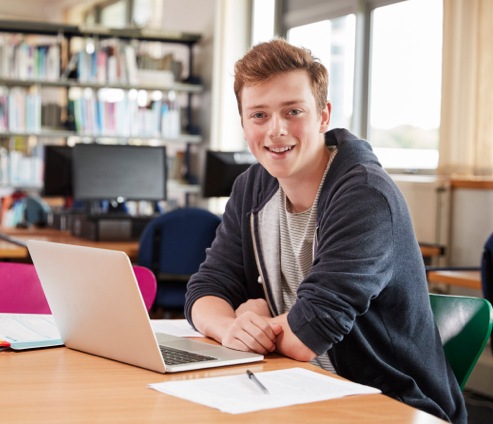 Teenager on computer